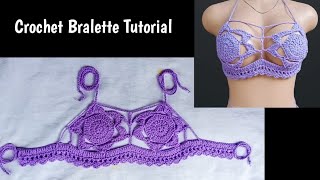 Crochet bralette tutorial / Crochet flower top / Crochet bikini top