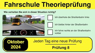 🚘 Führerschein Theorieprüfung Klasse B 🚗 Oktober 2024 - Prüfung 8🎓📚