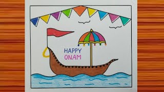 Onam Festival Drawing / Happy Onam Drawing / Onam Drawing / Onam Poster Drawing / Beautiful Card