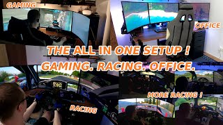 ALL IN ONE - Sim Racing DESK Setup - Triple Screen for SimRacing and Gaming