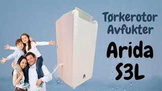 Arida S3L avfukter, tørkerotor, båt, camping, caravan, bobil, veggfeste, slang,