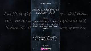 Surah Al Baqarah (Ayat 31-32) English & Urdu #surahbaqarahwithurdutranslation