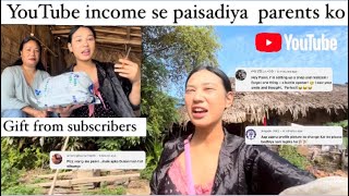 YouTube income se paisa diya parents ko || gift from subscriber🎁 || village lifestyle vlog 🇮🇳