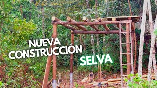 Construyendo una pequeña CABAÑA en la SELVA, Explicación. | Como construir una pequeña Cabaña Solo.