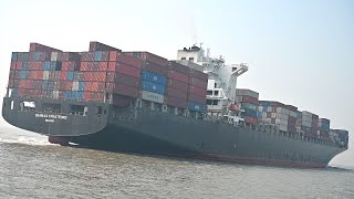 Big Container Ship / Cargo Ship near JNPT Port Mumbai in Arabian Sea. Seamax Stratford Majuro Vessel