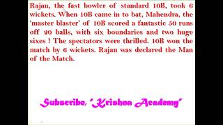 Std. 10, English, Report Writing, An Exciting Cticket Match, gala Assignment, Krishna Academy