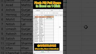 Excel Tips & Tricks | Flash Fill Full Name in Excel | Excel Hacks #exceltutorial #exceltips #excel