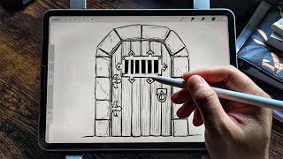 How to draw dungeon door - Easy Drawing Tutorial