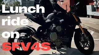 Riding a Ducati StreetFighter V4S to lunch SAFELY