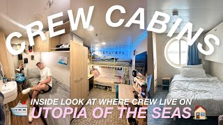 what does a crew cabin look like on Utopia of the Seas? 🛳️🌊 room tour, single share, Q+A !