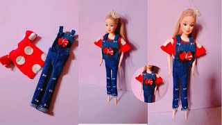 Making Easy Doll Jumpsuit || DIY Stylish Jumpsuit For Barbie Doll || Eshu Art&Craft #diy #dolldress