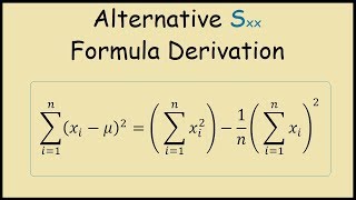 Alternative Sum of Squares Formula Derivation (Statistics)