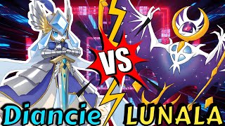 LUNALA vs MEGA DIANCIE Legendary & Mythical Pokemon Battle Royale Pokken tournament