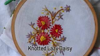 Knotted Lazy Daisy in Hand Embroidery