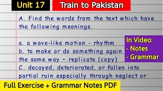 Class 12 English Unit 17 War & Peace | Train to Pakistan Exercise & Grammar