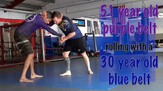 51 year old purple vs 30 year old blue belt(narrated)