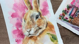 Рисуем зайца - как нарисовать зайца. Мастер-класс по акварели. Watercolor painting tutorial