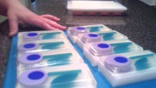 Cutting lilac poppy flower soap