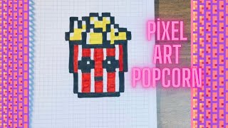 Pixel art idea✍️ How to draw pixel art / How to draw pixel popcorn 🍿