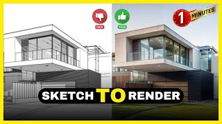 AI Magic Turning Your Sketches into Realistic Renders | Ai render | Ai Tools. #ai #aiarchitecture