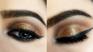 Golden Bridal Eye Makeup Tutorial step by step / Eye Makeup for hooded Eyes