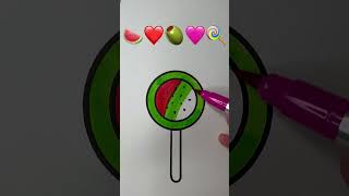 Emoji Mixing satisfying art  🍉❤️🫒💖🍭 #viral #artwork #drawing #candy