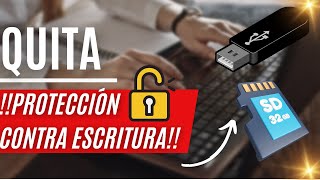 QUITA la PROTECCIÓN CONTRA ESCRITURA de TU Memoria USB ó SD EN  MINUTOS 2024 | Fácil y Rápido