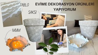 BETON SAKSI, SERAMİK MUMLUK, TABLO  |  Evde Kolayca Yapılabilecek Dekorasyon Ürünleri