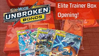 Pokemon TCG Sun & Moon Unbroken Bonds Elite Trainer Box Opening- 8 booster packs and other goodies!