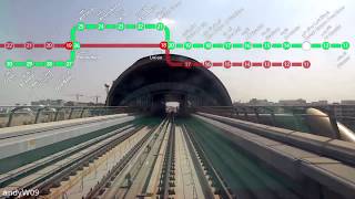 【第一視角POV】【杜拜地鐵】綠綫 杜拜河→阿聯酋電信 Dubai Metro Green Line Front View Time-Lapse POV