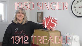 Comparing a Vintage Singer in a 1950s Case to a Singer Treadle from 1912  #Vintage #Sewing #Machine