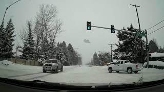 BLIZZARD RUN TO GET PETROL!  SNOWING IN THE ROCKIES!  MONTANA WINTER!  NICE SNOW!