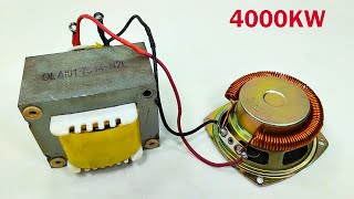 New Idea Free Electricity 4000KW Generator Using Speaker, Copper Wire & Transformer At Home