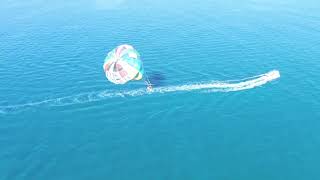 Parasailing drone footage from Aris Water Sports