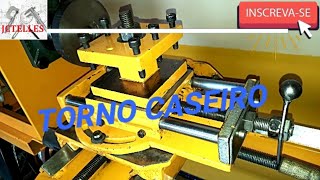 TORNO MECÂNICO CASEIRO, HOMEMADE LATHE, TORNO PARA MADEIRA