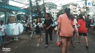 Thursday Evening Myanmar People life at Hledan,Yangon