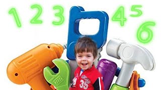 Learn tools and numbers.Box of toys with tools for kids. Cassetta degli attrezzi in inglese.