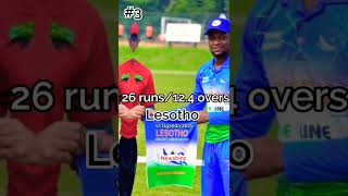 5 lowest Total in T20 cricket history 🔥 #shorts #youtubeshorts #short