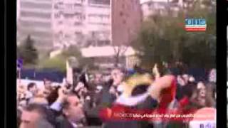 Turkish Police Assaulted pro Assad Syrians protesting the  Enemies of Syria  Conference