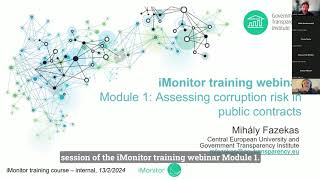 iMonitor webinar:Module1.2. How to assess corruption risks in public procurement using opentender.eu