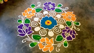 pongal special rose rangoli 9*5 dots |🌹 new year 2024 rangoli kolam | all festival rangoli🥰