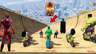 BIG IMPOSSIBLE MEGA RAMP CHALLENGE WITH ALL SUPERHEROES, FRANKLIN AND SHINCHAN