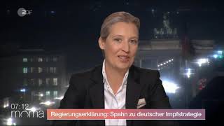 Alice Weidel beim ZDF: "Gegen eine Corona-Impfpflicht" 13.01.2021