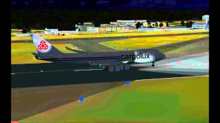 PMDG 747-400F Cargolux landing at ELLX-Luxembourg FSX