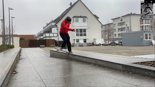 Some fun skating a granite ledge, 50 50 grind, frontside & backside noseslide