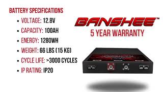 Banshee Super Slim 12V 100Ah LiFePO4 Battery: Compact Powerhouse for Your RV, Boat, or 4WD!