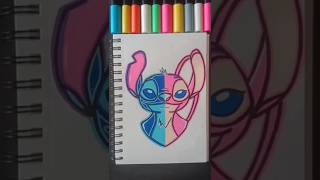 Drawing Stitch🔥and angel🔥satisfying😈art! #shorts #tiktok #art #anime