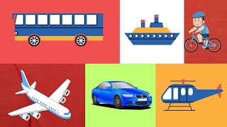 Conhecendo os Meios de transporte |Carro,trem, bicicleta, ônibus, barco, navio, avião e helicóptero.