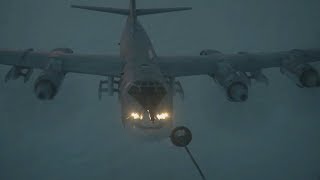 Russian long range bombers air refueling at night (music video)