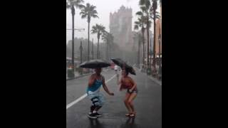 Kari and I jumping in the rain at DHS